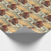 Santa Ice Fishing with Penguins Winter Scene ラッピングペーパー (角)