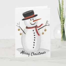 Santa in a Top Hat Watercolorグリーティングカード カード