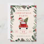 Santa in Car Christmas Party Invitation  招待状 (正面)