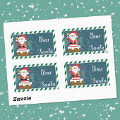 Santa in Chimney Kid Gift Tag Sticker 長方形シール