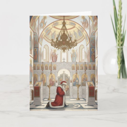 Santa in Eastern Orthodox Church Christmas カード (正面)