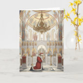 Santa in Eastern Orthodox Church Christmas カード (黄色い花)