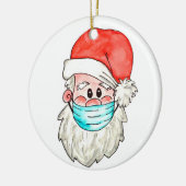 Santa in facemask christmas holiday tree dec セラミックオーナメント (左)