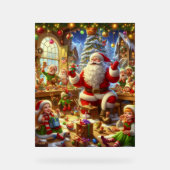 Santa in His Christmas Workshop With Toys Wall アクリルサイン (正面)