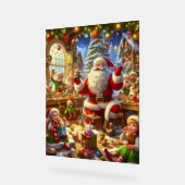 Santa in His Christmas Workshop With Toys Wall アクリルサイン (傾斜)