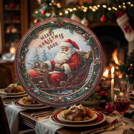 Santa in His Sleigh ペーパープレート