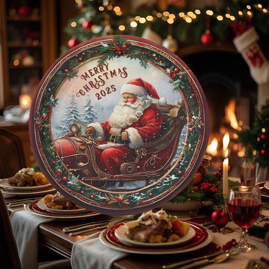 Santa in His Sleigh ペーパープレート