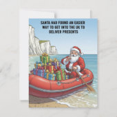  Santa in Inflatable Boat Funny Christmas Gift シーズンカード (正面)
