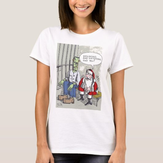 Santa In Jailシャツ Tシャツ (正面)