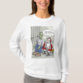 Santa In Jail女性白い長袖シャツ Tシャツ (正面)