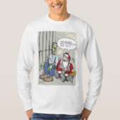 Santa In Jail白い長袖シャツ Tシャツ (正面)