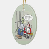 Santa In Jail oval ceramic ornament セラミックオーナメント (左)