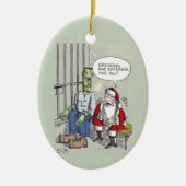 Santa In Jail oval ceramic ornament セラミックオーナメント (正面)