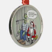Santa In Jail round premium ornament メタルオーナメント (右)