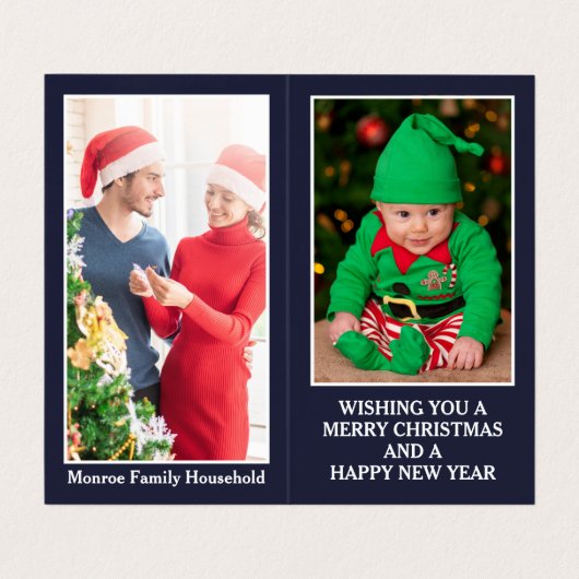 Santa In London，家族の写真クリスマスカード 名刺 (内部フラット)
