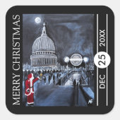 Santa in London Christmas スクエアシール (正面)