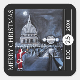 Santa in London Christmas スクエアシール