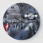 Santa in London Painting by Alfred Fox ラージ壁時計 (正面)