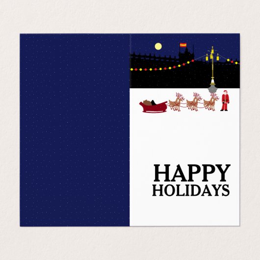 Santa In Madrid，家族写真クリスマスカード 名刺 (外部フラット)