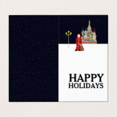 Santa In Moscow家族写真クリスマスカード 名刺 (外部フラット)