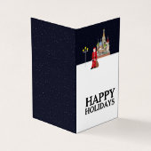 Santa In Moscow家族写真クリスマスカード 名刺 (外部)