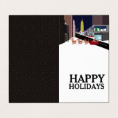 Santa In New York，家族写真クリスマスカード 名刺 (外部フラット)