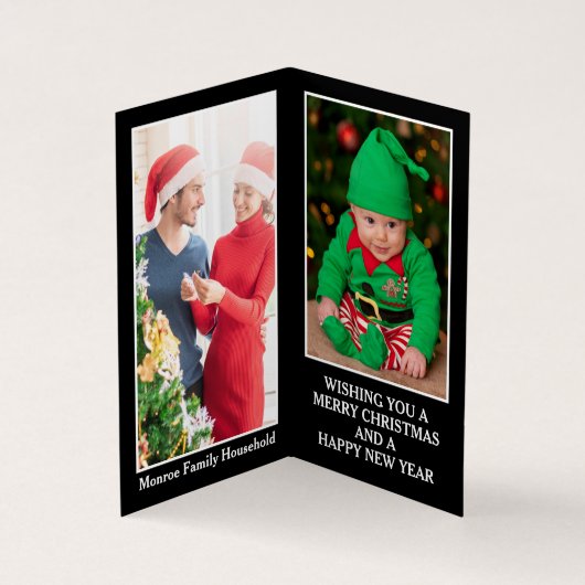 Santa In Paris家族写真クリスマスカード 名刺 (内部)