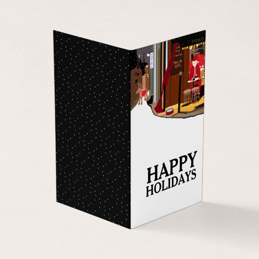 Santa In Paris家族写真クリスマスカード 名刺 (外部)