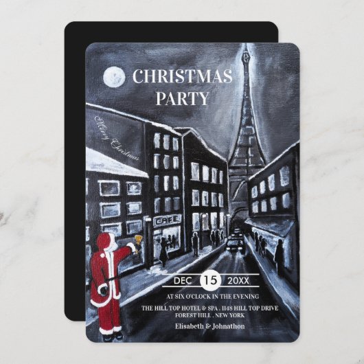Santa in Paris Christmas Party 招待状 (正面/裏面)