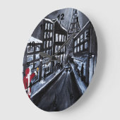 Santa in Paris Painting by Alfred Fox ラージ壁時計 (傾斜)