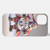  Santa in Red with Big Snow Globe, Christmas, Auth iPhoneケース (裏面横)