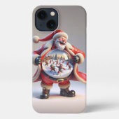 Santa in Red with Big Snow Globe, Christmas, Auth iPhoneケース (裏面)