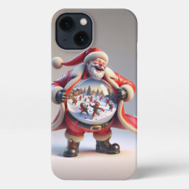 Santa in Red with Big Snow Globe, Christmas, Auth iPhone 13ケース