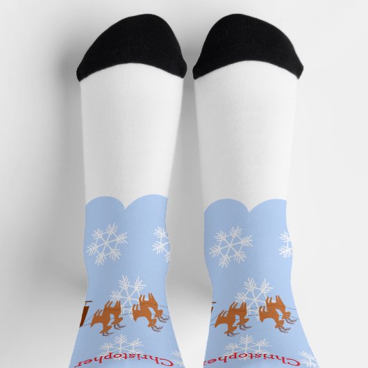 Santa In Sleigh Design Christmas ソックス (上部)