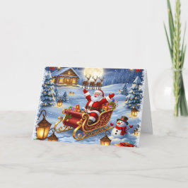 Santa in Sleigh Holiday Card シーズンカード