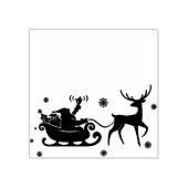 Santa in Sleigh Merry Christmas Stamp ラバースタンプ (インプリント)