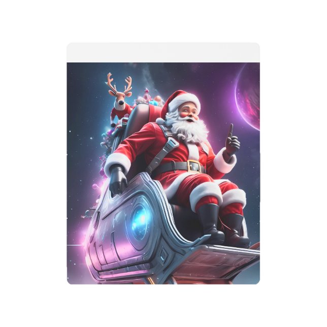 Santa in Space | A Futuristic Christmas Odyssey メタルプリント (正面)