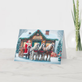 Santa in Workshop with Horses Christmas シーズンカード
