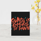 Santa Is Coming To Town Holiday Design カード (黄色い花)