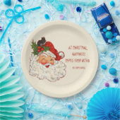 Santa is Happiness Vintage Design ペーパープレート (パーティー)