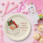Santa is Happiness Vintage Design ペーパープレート (パーティー)