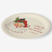 Santa is Happiness Vintage Design ペーパープレート (アングル)