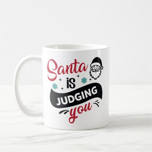 Santa Is Judging You Funny Quote コーヒーマグカップ (左)