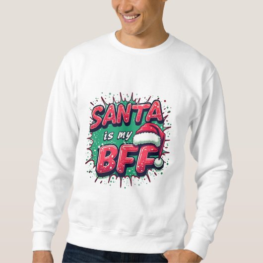 Santa Is My BFF Kids SweatShirt – Cute Christmas スウェットシャツ (正面)