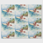 Santa is Surfing Christmas Holiday  ラッピングペーパー (フラット)