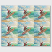 Santa is Surfing Christmas Holiday  ラッピングペーパー (フラット)
