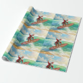 Santa is Surfing Christmas Holiday  ラッピングペーパー (アンロールド)