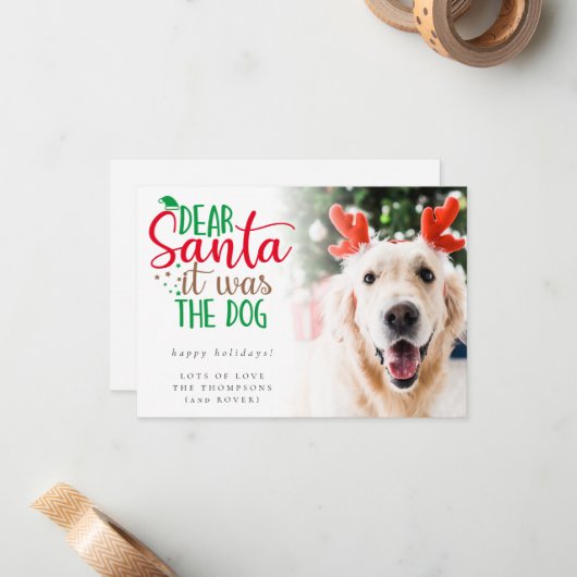 Santa It犬の写真のホリデーユーモアのあるカード ノートカード (正面/裏面インサイチュ)