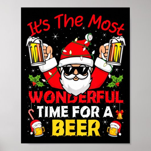 Santa It's The Most Wonderful Time For A Beer Funn ポスター (正面)