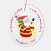 Santa I've Good Boy Photo Christmas セラミックオーナメント (左)